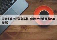 深圳小程序开发怎么样（深圳小程序开发怎么样做）