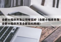 合肥小程序开发公司哪家好（合肥小程序开发合肥小程序开发合肥锐科网络）